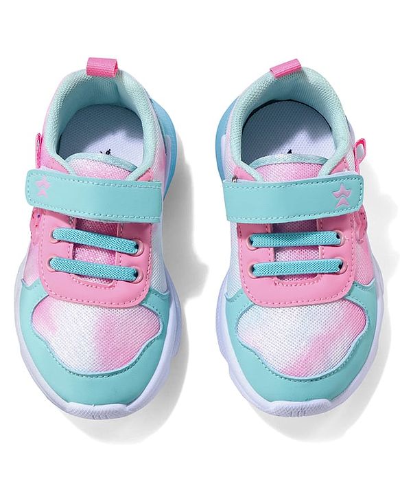Cute Walk by Babyhug Velcro Closure Sneaker Shoes With Heart Applique & Lace Detailing - Fuchsia