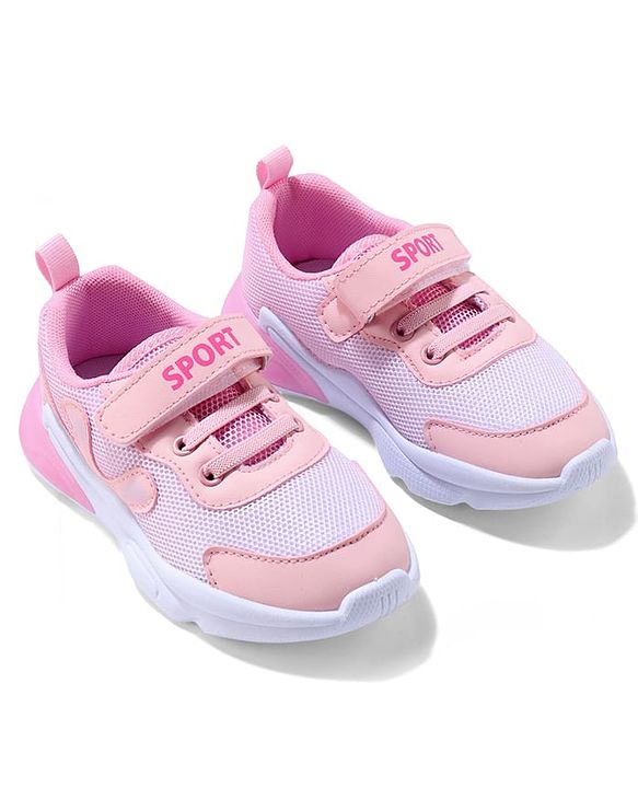 Cute Walk by Babyhug Velcro Closure Sneaker Shoes With Lace Detailing - Pink