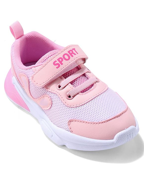 Cute Walk by Babyhug Velcro Closure Sneaker Shoes With Lace Detailing - Pink
