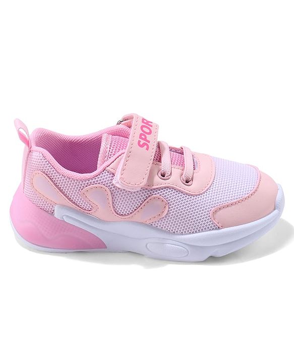 Cute Walk by Babyhug Velcro Closure Sneaker Shoes With Lace Detailing - Pink