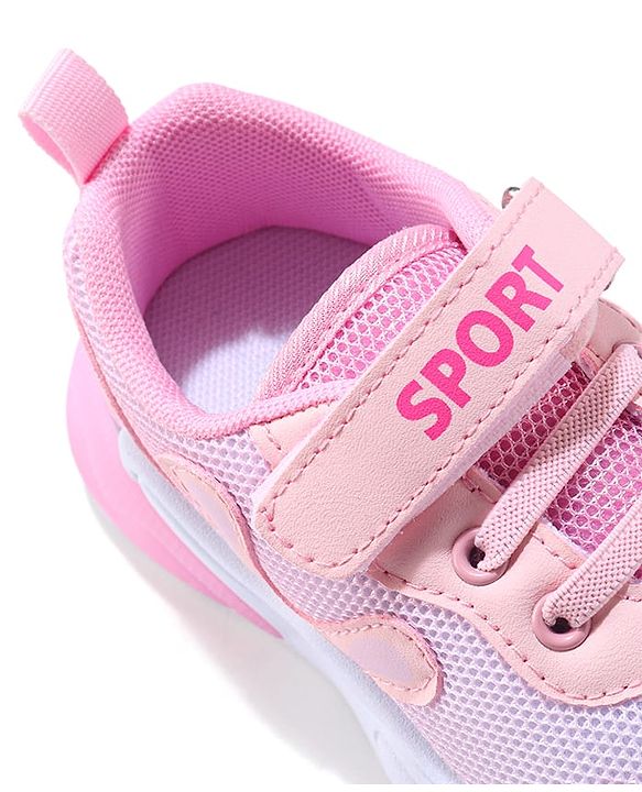 Cute Walk by Babyhug Velcro Closure Sneaker Shoes With Lace Detailing - Pink