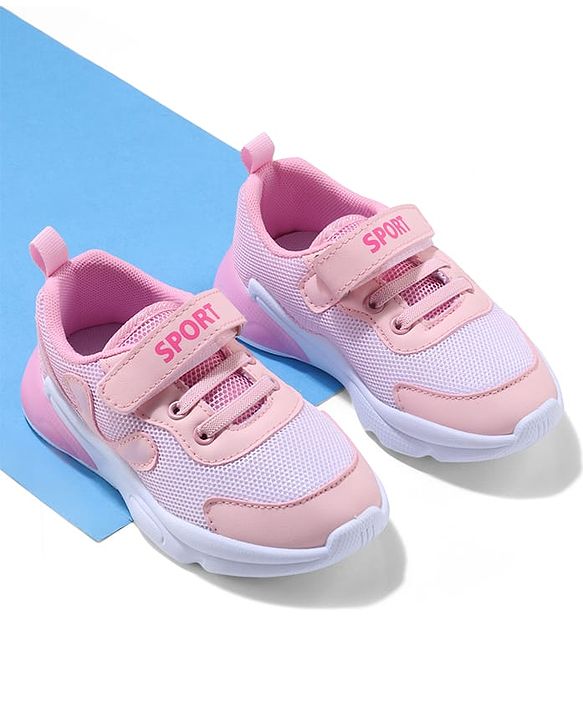 Cute Walk by Babyhug Velcro Closure Sneaker Shoes With Lace Detailing - Pink