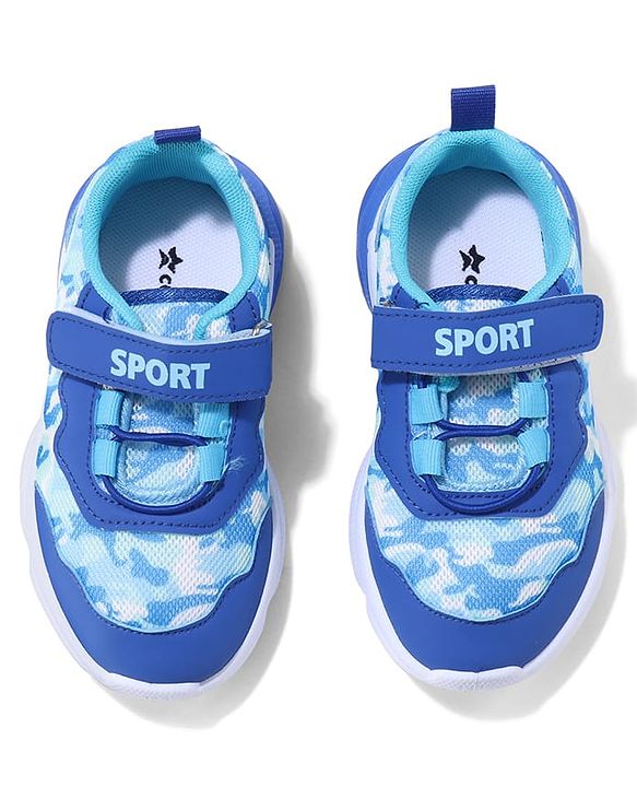 Cute Walk by Babyhug Sneaker with Velcro Closure & Camouflage Print - Blue
