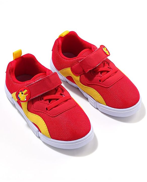 Cute Walk by Babyhug Velcro Closure Sneaker Shoes With Dino Applique - Red