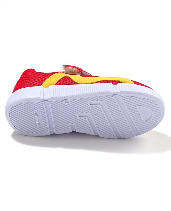 Cute Walk by Babyhug Velcro Closure Sneaker Shoes With Dino Applique - Red
