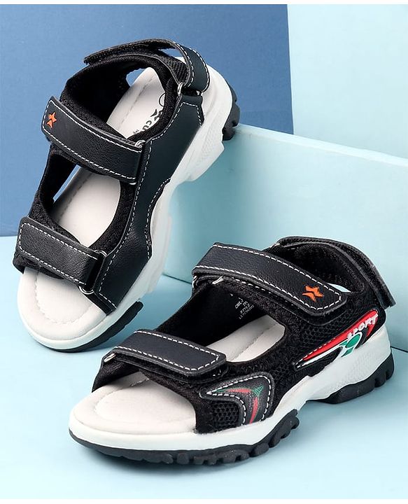 Cute Walk by Babyhug Velcro Closure Sandals with 3D Applique - Black