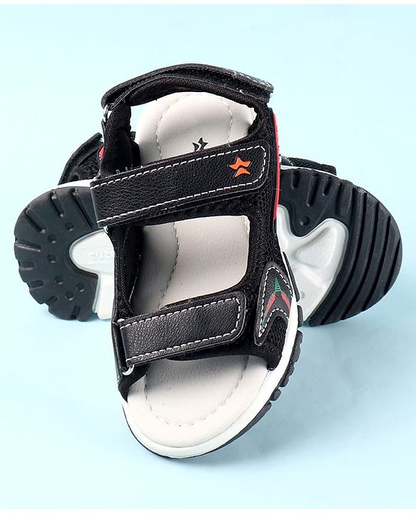 Cute Walk by Babyhug Velcro Closure Sandals with 3D Applique - Black