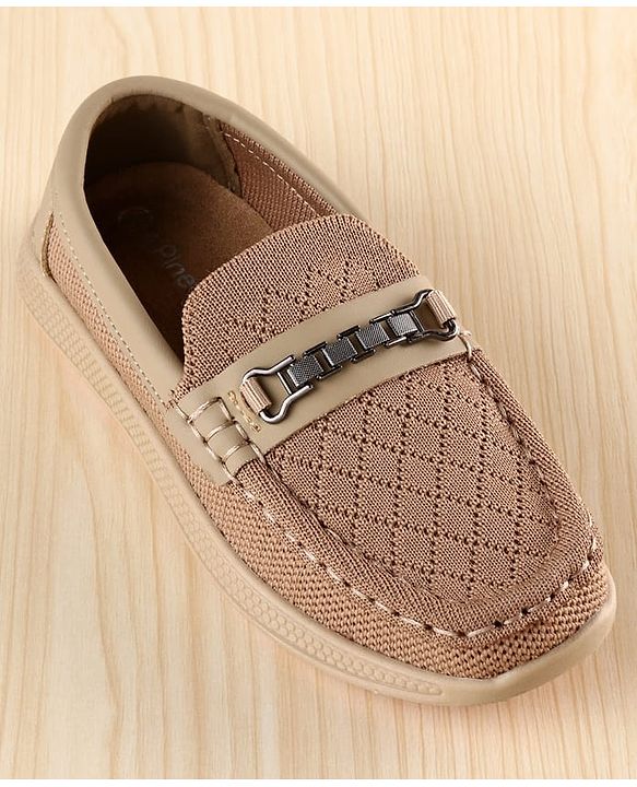 Pine Kids Slip on Loafers With Applique - Beige