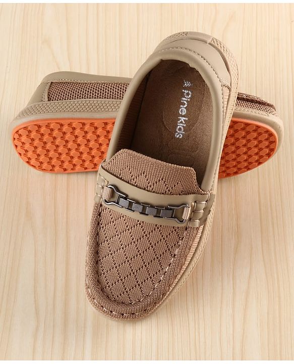 Pine Kids Slip on Loafers With Applique - Beige