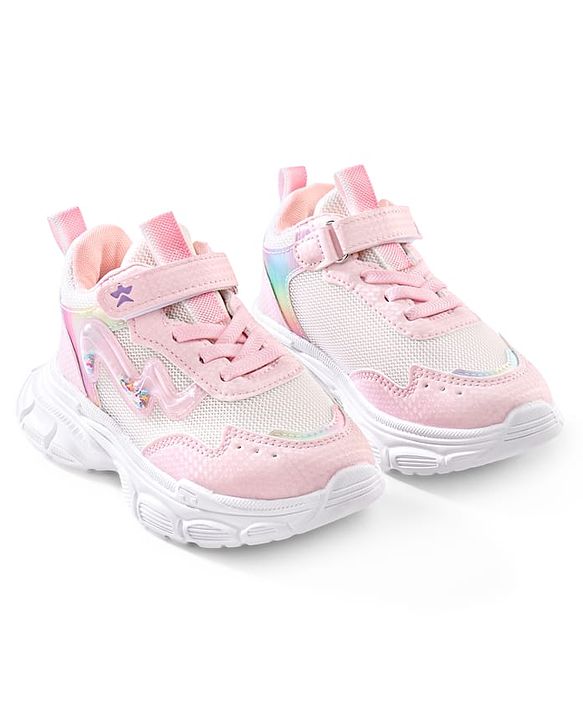 Cute Walk by Babyhug Velcro Closure Sneaker Shoes With Lace Detailing - Pink