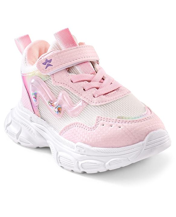 Cute Walk by Babyhug Velcro Closure Sneaker Shoes With Lace Detailing - Pink