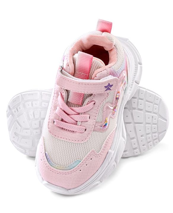 Cute Walk by Babyhug Velcro Closure Sneaker Shoes With Lace Detailing - Pink