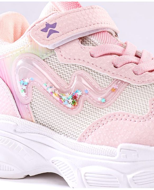 Cute Walk by Babyhug Velcro Closure Sneaker Shoes With Lace Detailing - Pink