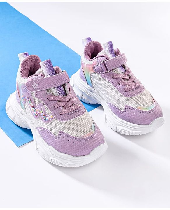 Cute Walk by Babyhug Velcro Closure Sneaker Shoes With Lace Detailing - Pink