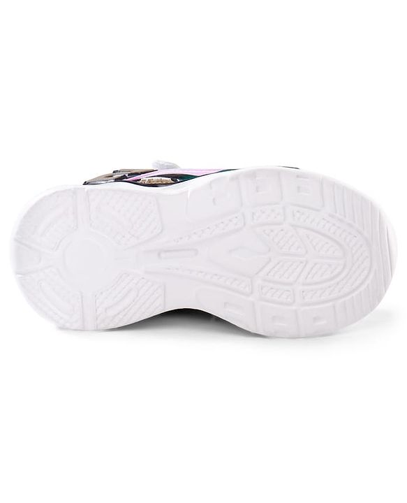 Cute Walk by Babyhug Velcro Closure Sneaker Shoes With Lace Detailing & Splash Print - White