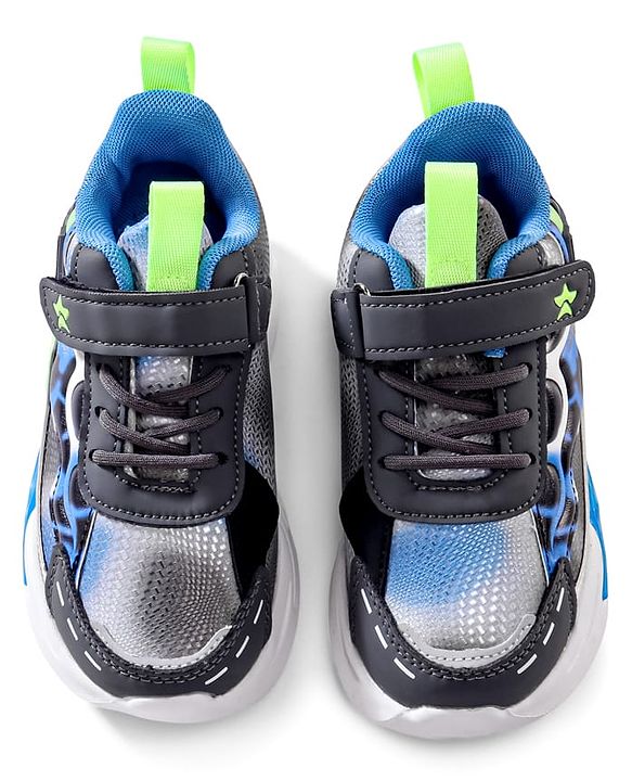 Cute Walk by Babyhug Velcro Closure Sneaker Shoes With Lace Detailing & Splash Print - Grey