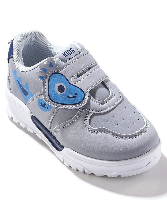 Cute Walk by Babyhug Sneaker with Velcro Closure & Animal Print - Grey