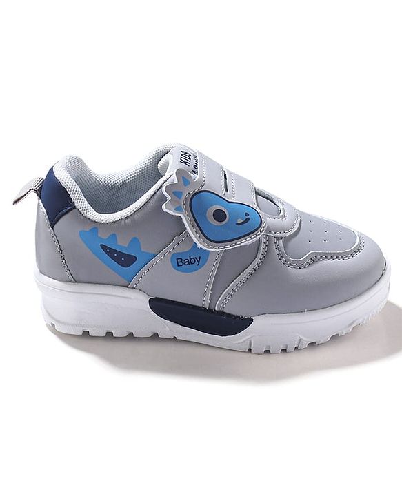 Cute Walk by Babyhug Sneaker with Velcro Closure & Animal Print - Grey