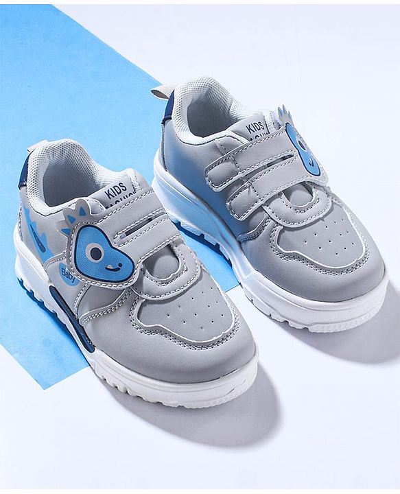 Cute Walk by Babyhug Sneaker with Velcro Closure & Animal Print - Grey