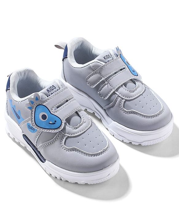 Cute Walk by Babyhug Sneaker with Velcro Closure & Animal Print - Grey