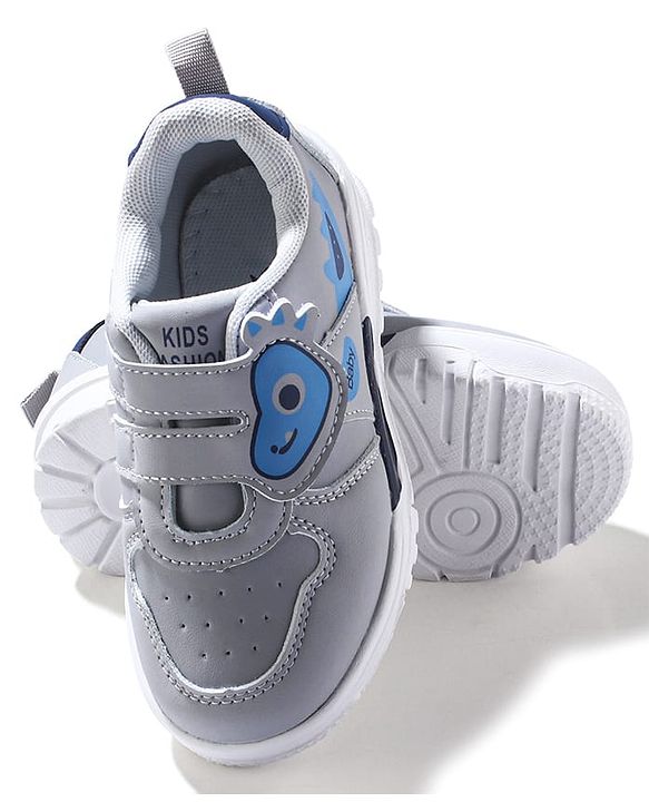 Cute Walk by Babyhug Sneaker with Velcro Closure & Animal Print - Grey