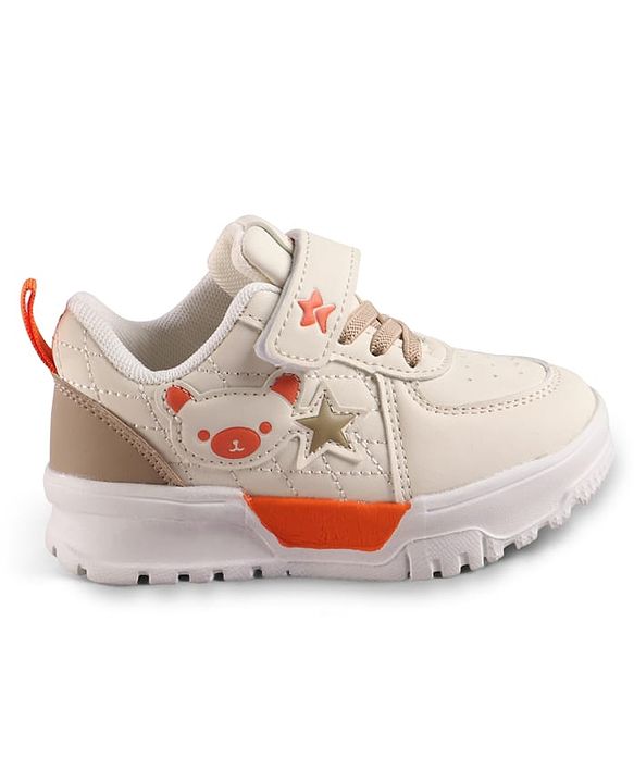Cute Walk by Babyhug Solid Sneaker Shoes with Velcro Closure - Beige
