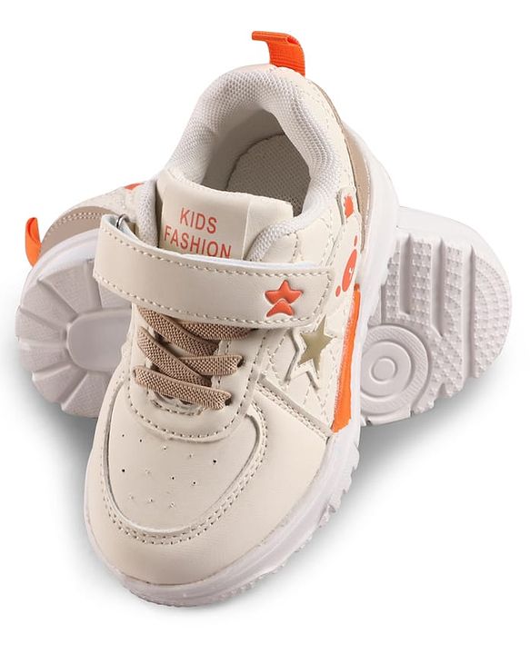 Cute Walk by Babyhug Solid Sneaker Shoes with Velcro Closure - Beige