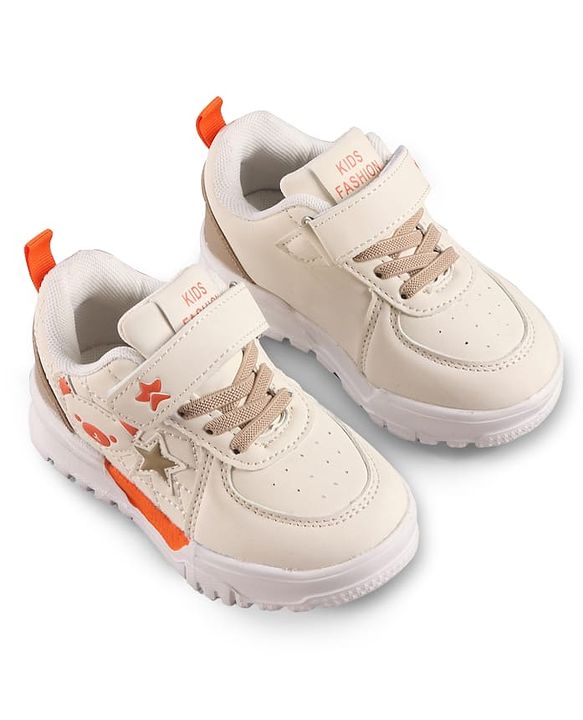 Cute Walk by Babyhug Solid Sneaker Shoes with Velcro Closure - Beige