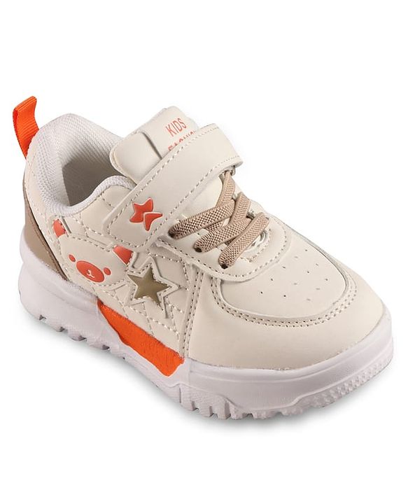 Cute Walk by Babyhug Solid Sneaker Shoes with Velcro Closure - Beige
