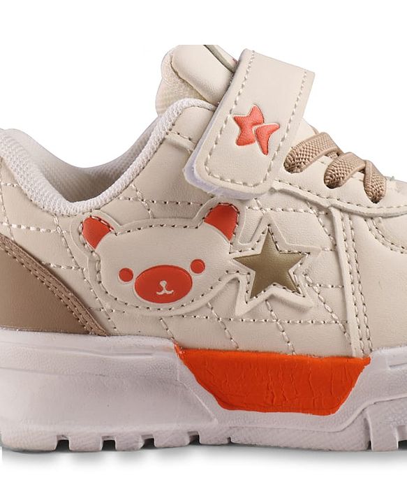 Cute Walk by Babyhug Solid Sneaker Shoes with Velcro Closure - Beige