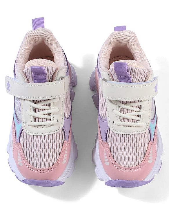 Cute Walk By Babyhug Velcro Closure Sneakers With Lace Detailing - Pink