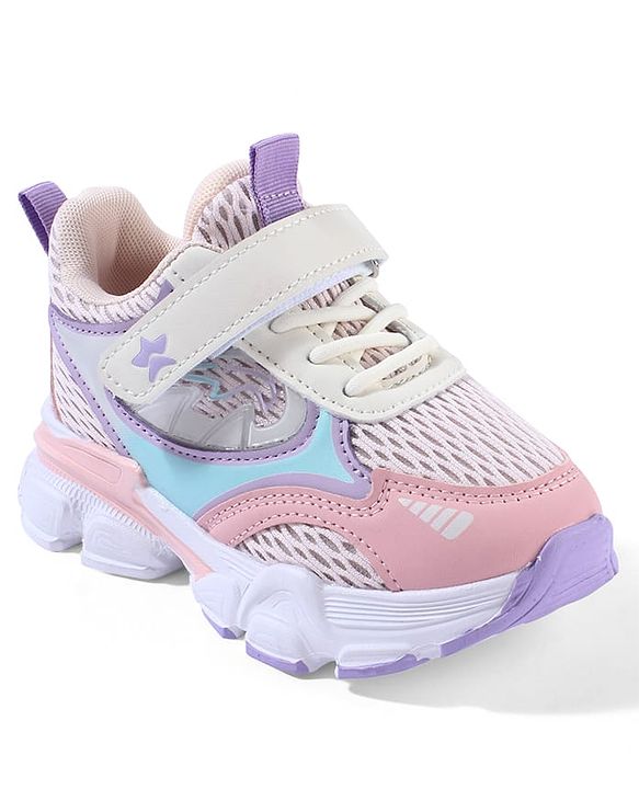 Cute Walk By Babyhug Velcro Closure Sneakers With Lace Detailing - Pink
