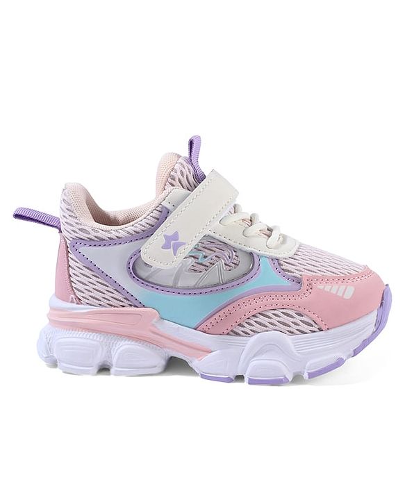 Cute Walk By Babyhug Velcro Closure Sneakers With Lace Detailing - Pink