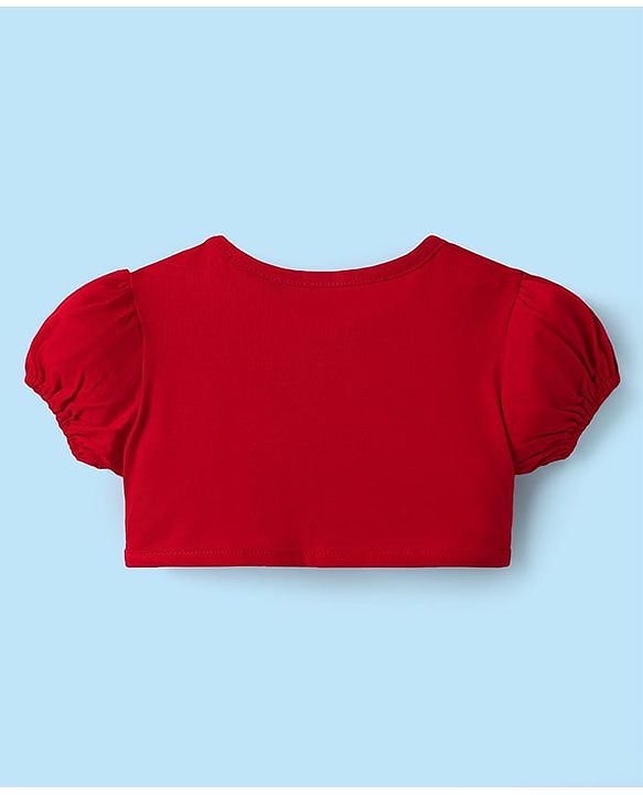Babyhug 100% Cotton Half Sleeves Floral Applique Shrug With Bow Printed Frock - Red & White