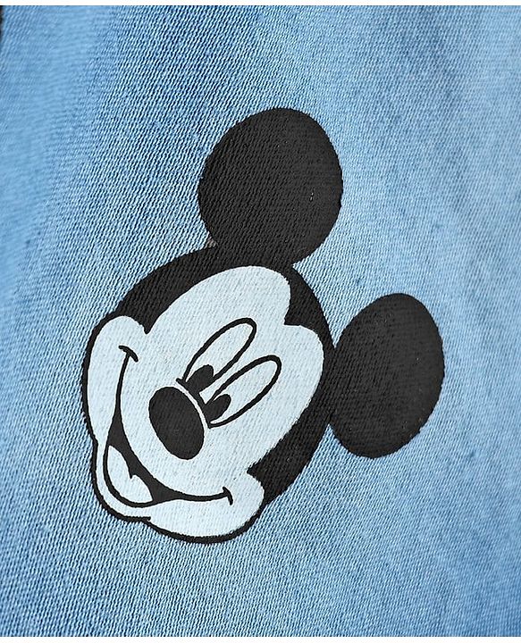 Babyhug Disney Single Jersey Knit Half Sleeves T-Shirt & Short Set With Suspender & Mickey Mouse Graphics - White & Blue
