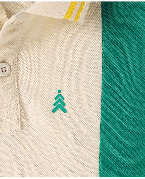 Pine Kids Cotton Knit Half Sleeves Polo T-Shirt With Color Block Design - Multicolor