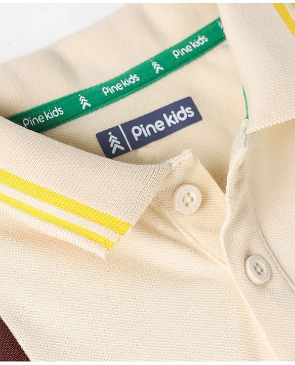 Pine Kids Cotton Knit Half Sleeves Polo T-Shirt With Color Block Design - Multicolor