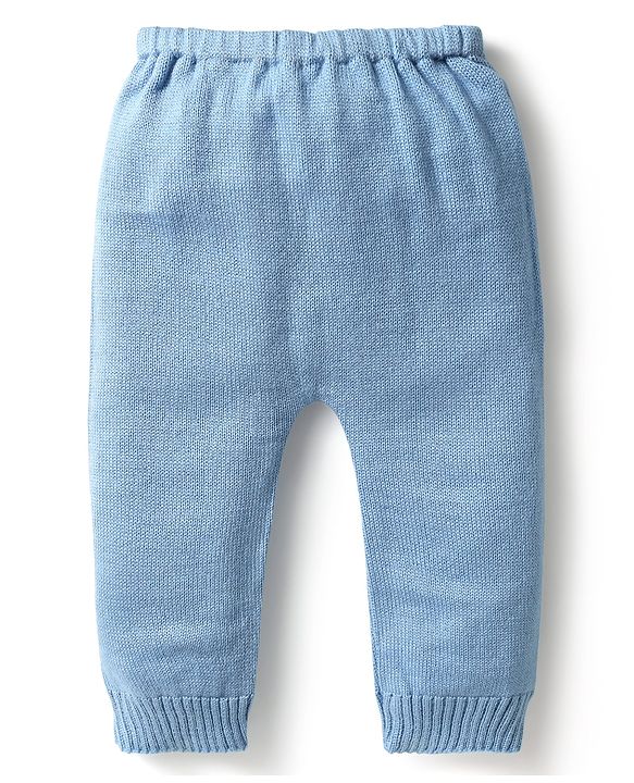 Babyhug Knitted Full Sleeves Sweater Set With Swan Design - Light Blue