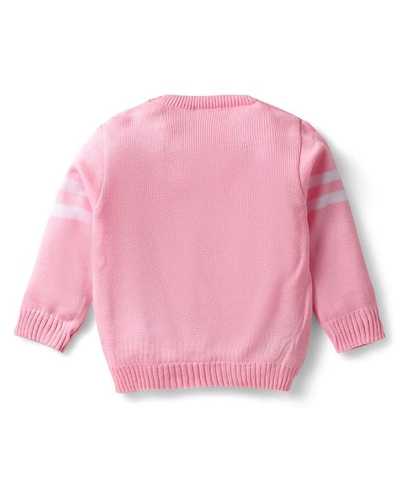 Babyhug Knitted Full Sleeves Sweater Set with Bunny Design - Pink