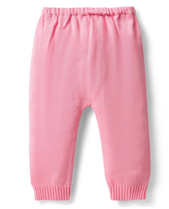 Babyhug Knitted Full Sleeves Sweater Set with Bunny Design - Pink