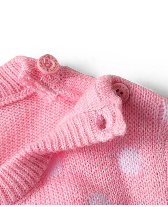 Babyhug Knitted Full Sleeves Sweater Set with Bunny Design - Pink