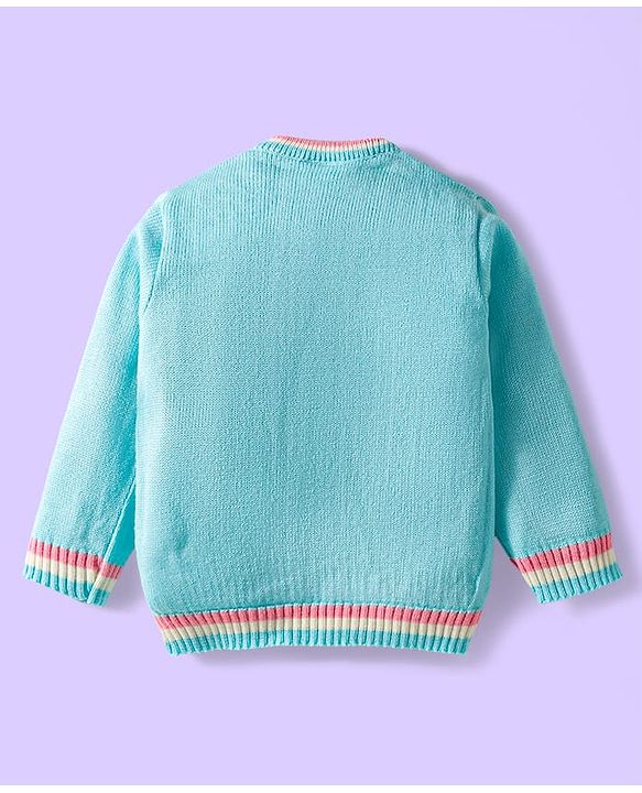 Babyhug Knit Full Sleeves Sweater Set with Cable Knit Design - Light Blue