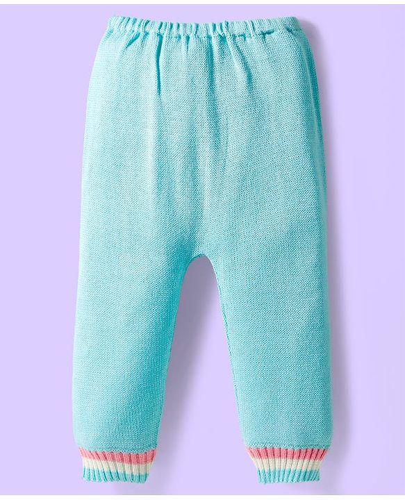 Babyhug Knit Full Sleeves Sweater Set with Cable Knit Design - Light Blue