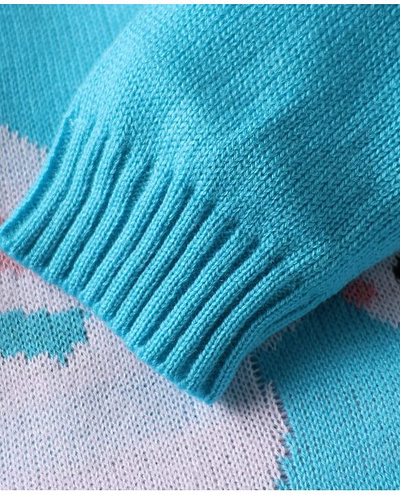 Babyhug Knitted Full Sleeves Sweater Set with Bunny Design - Pink & Light Blue