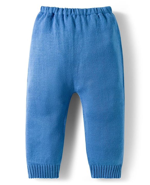 Babyhug Knit Full Sleeves Pullover Sweater Set with Star Design - Blue