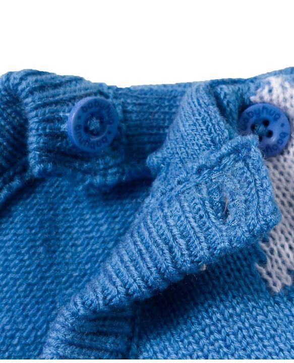 Babyhug Knit Full Sleeves Pullover Sweater Set with Star Design - Blue