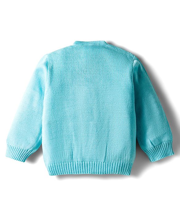 Babyhug Knitted Full Sleeves Solid Sweater Set - Light Blue