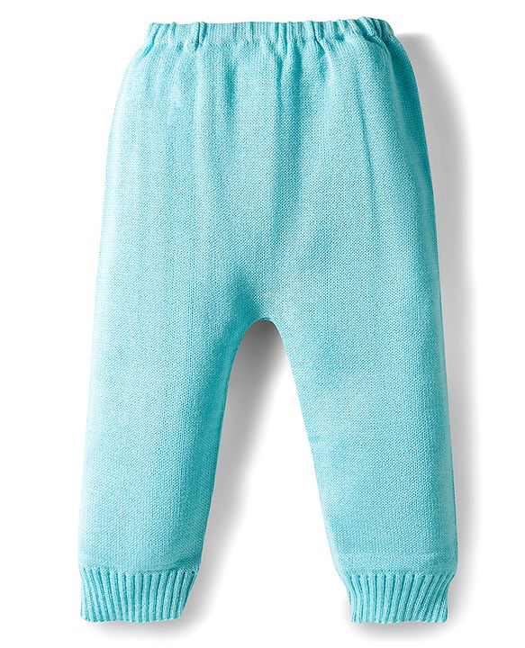 Babyhug Knitted Full Sleeves Solid Sweater Set - Light Blue