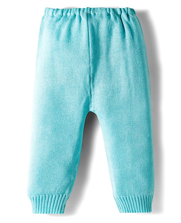 Babyhug Knitted Full Sleeves Solid Sweater Set - Light Blue