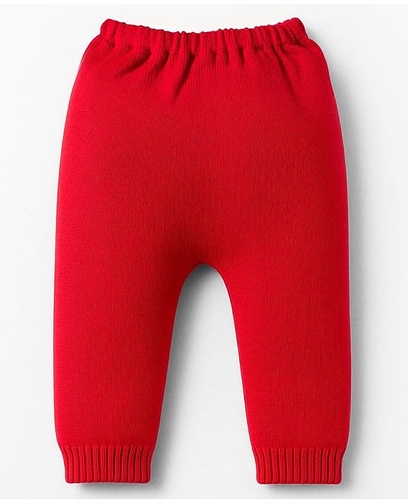 Babyhug Knit Full Sleeves Pullover Collared Sweater Set with Santa Design - Red